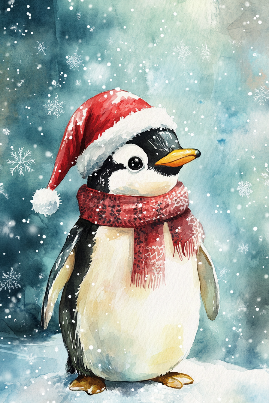Penguin Holiday Cheer Canvas