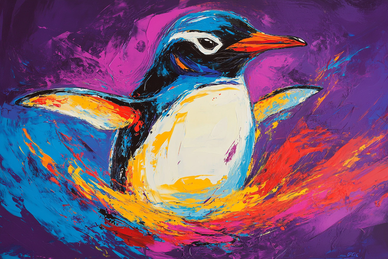 Penguin in Purple Blanket