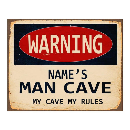 Personalised Warning Metal Sign For Man Cave