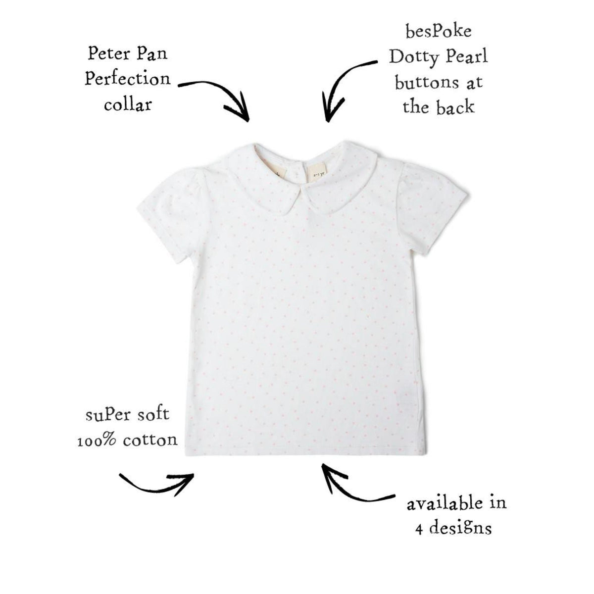 Peter Pan Short Sleeved T-Shirt - Pink Spot