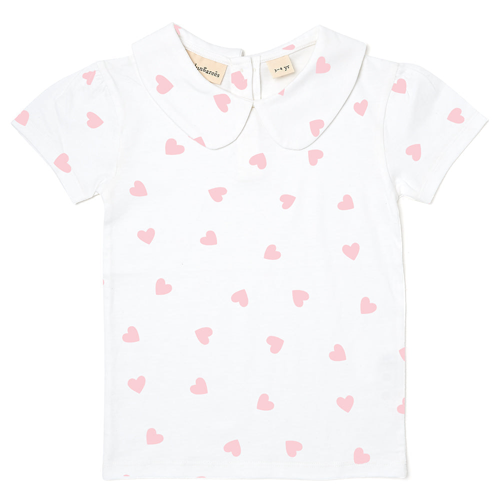 Peter Pan Short Sleeved T-Shirt - Pink Hearts
