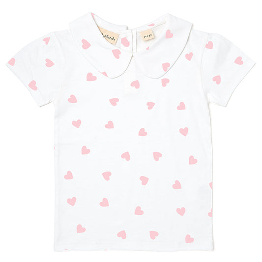 Peter Pan Short Sleeved T-Shirt - Pink Hearts