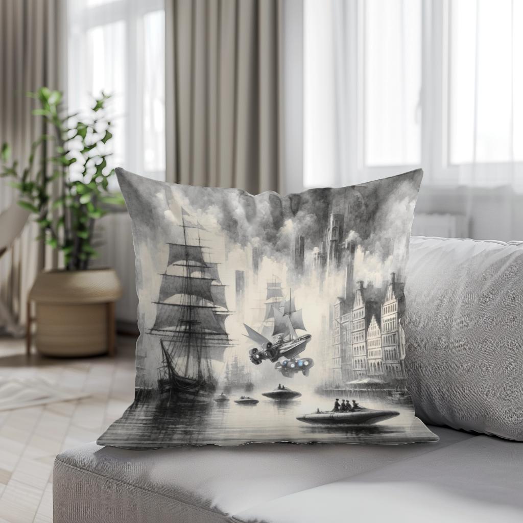 Timeless Harbor Echoes Cotton Cushion