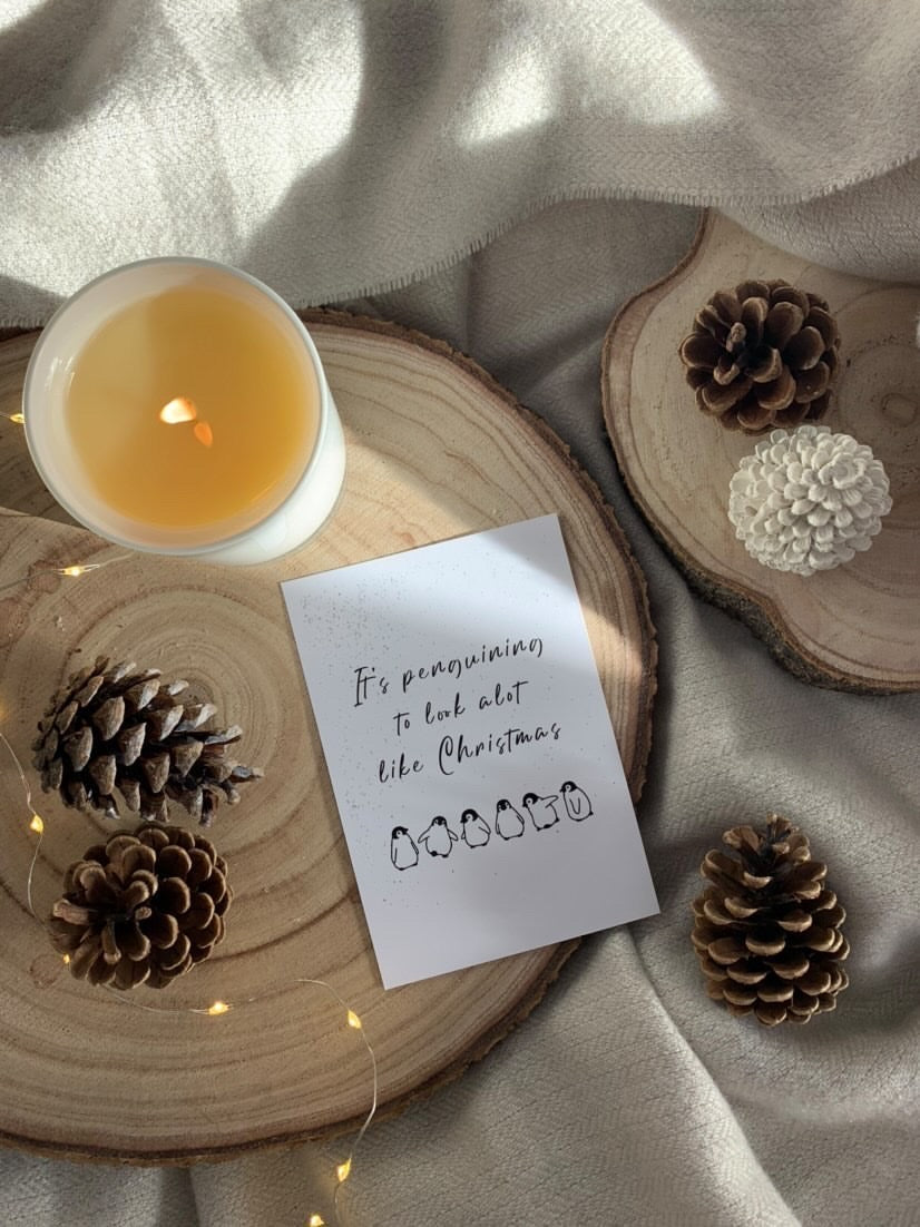 It's Penguining To Look Alot Like Christmas Winter Christmas Seasonal Wall Home Decor Print