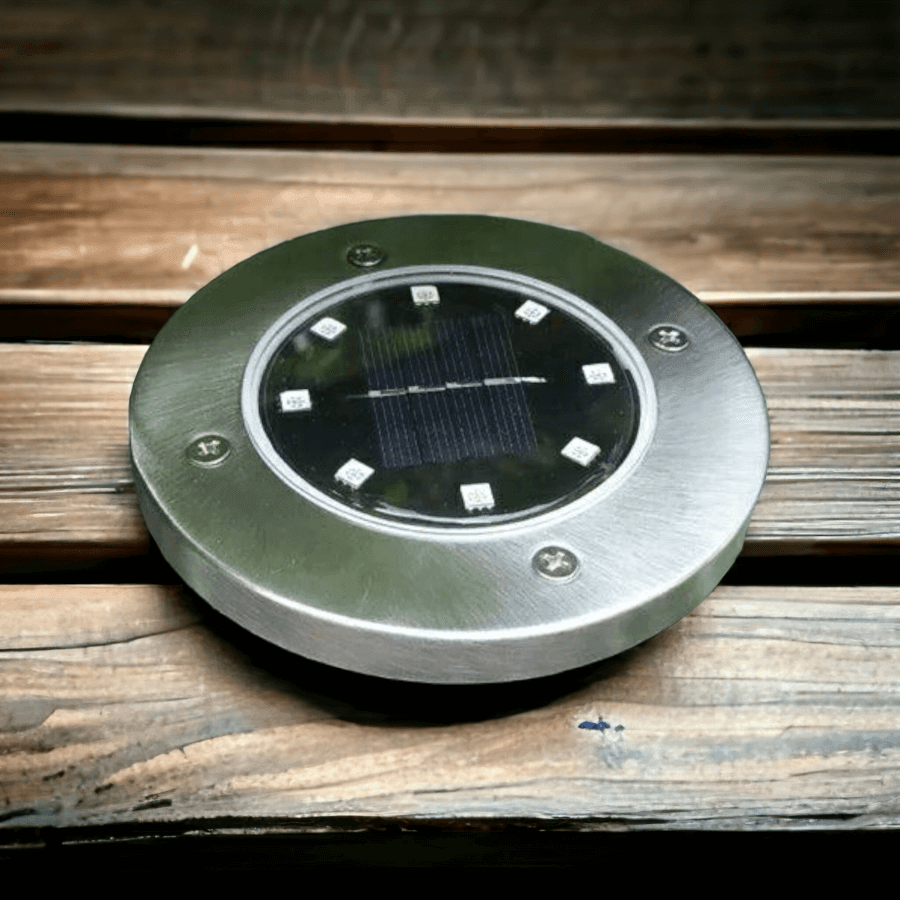 Silver LED Solar Ground Stake Lights - Warm White IP65 Waterproof