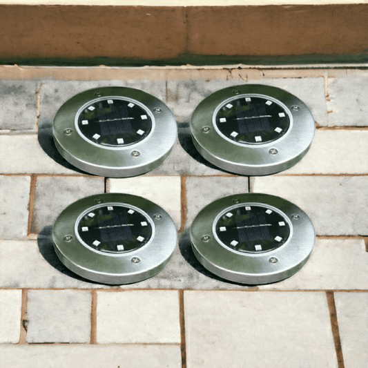 Silver LED Solar Ground Stake Lights - Warm White IP65 Waterproof