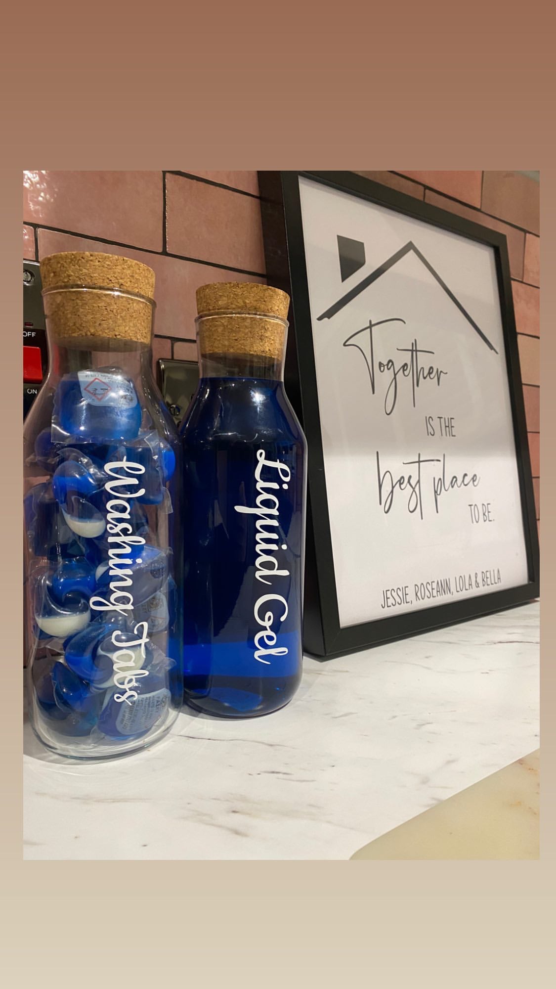 Personalised Custom Any Wording Clear Glass Cork Storage Laundry Jar Bottle Sticker Label For 1L Bottle (No Bottles Included)