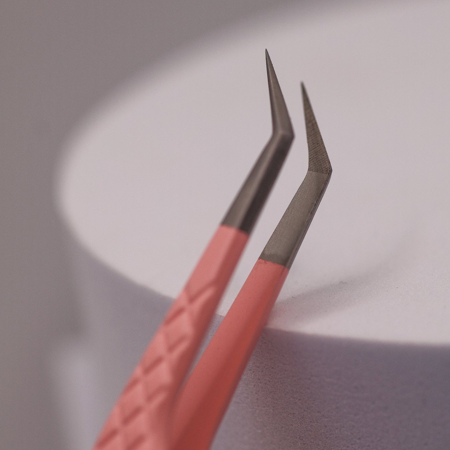 Angled Fibre Grip Volume Tweezers Silver or Pink