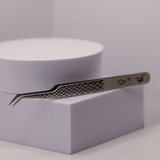 Angled Fibre Grip Volume Tweezers Silver or Pink