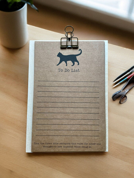 Cat Lover To Do Lists on Clipboard