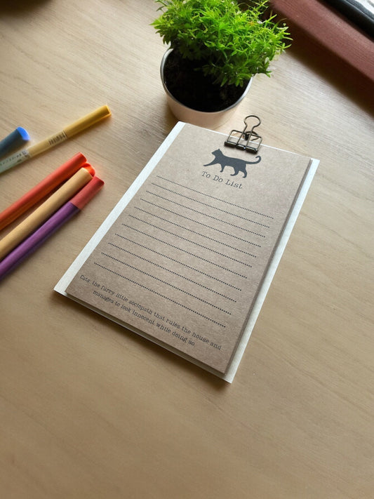 Cat Lover To Do Lists on Clipboard