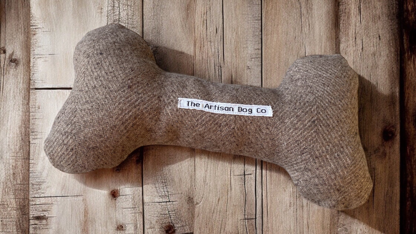 Handcrafted Toy Squeaky Dog Bone - choice of fabrics
