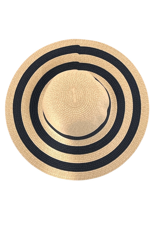 Cailin Natural and Navy Striped Straw Hat