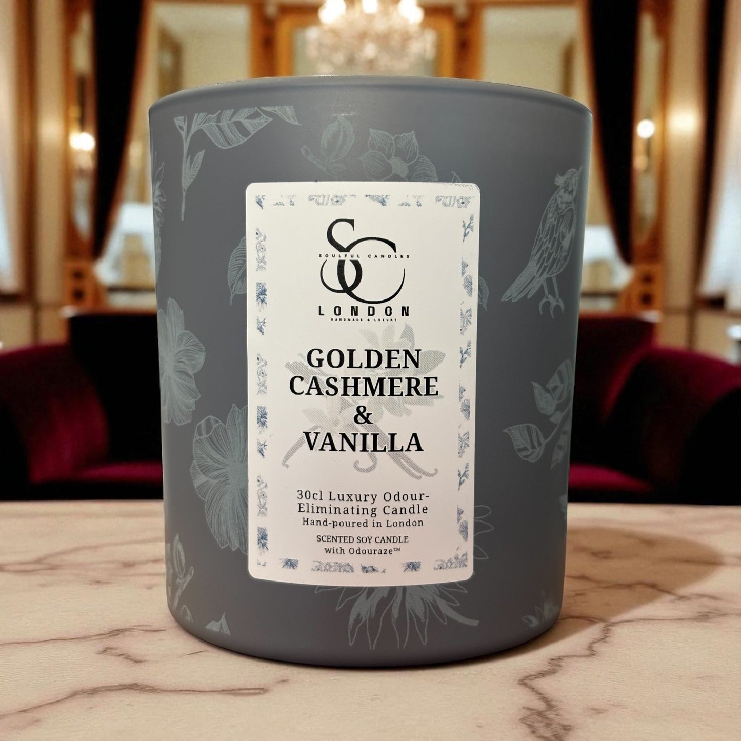 Golden Cashmere & Vanilla – Odour Neutralising Soy Candle (30cl)