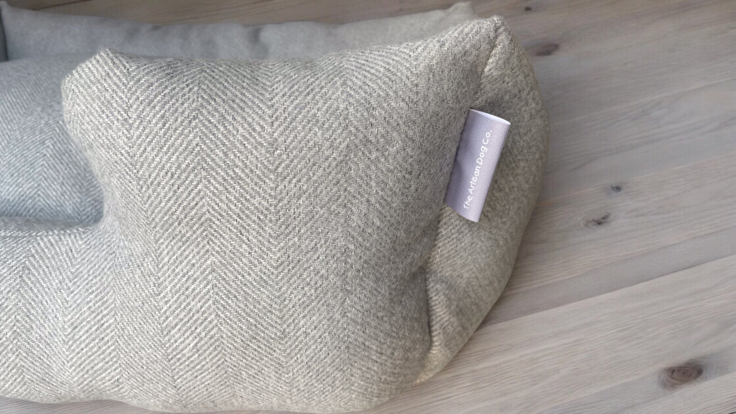 Handcrafted Luxury Dog/cat bed in Herringbone Fabrics - The Classic Collection