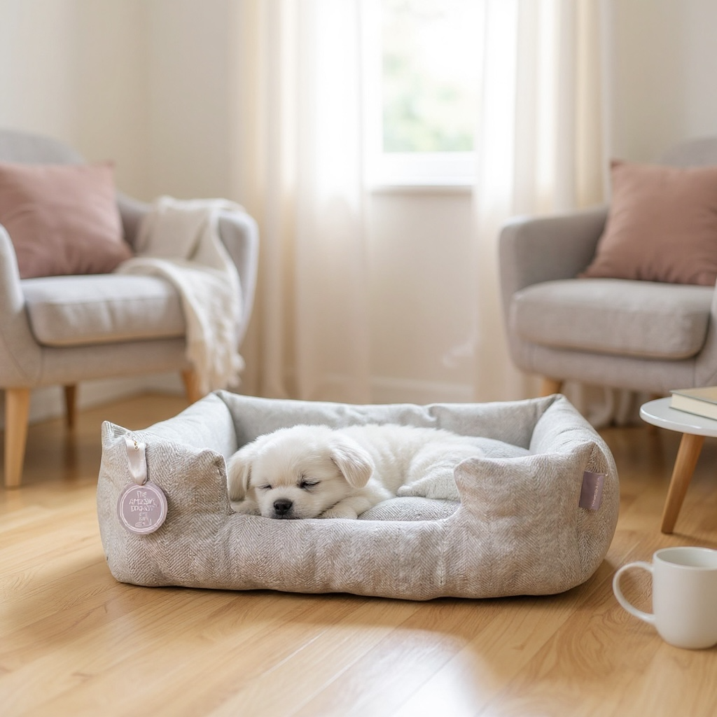 Handcrafted Luxury Dog/cat bed in Herringbone Fabrics - The Classic Collection