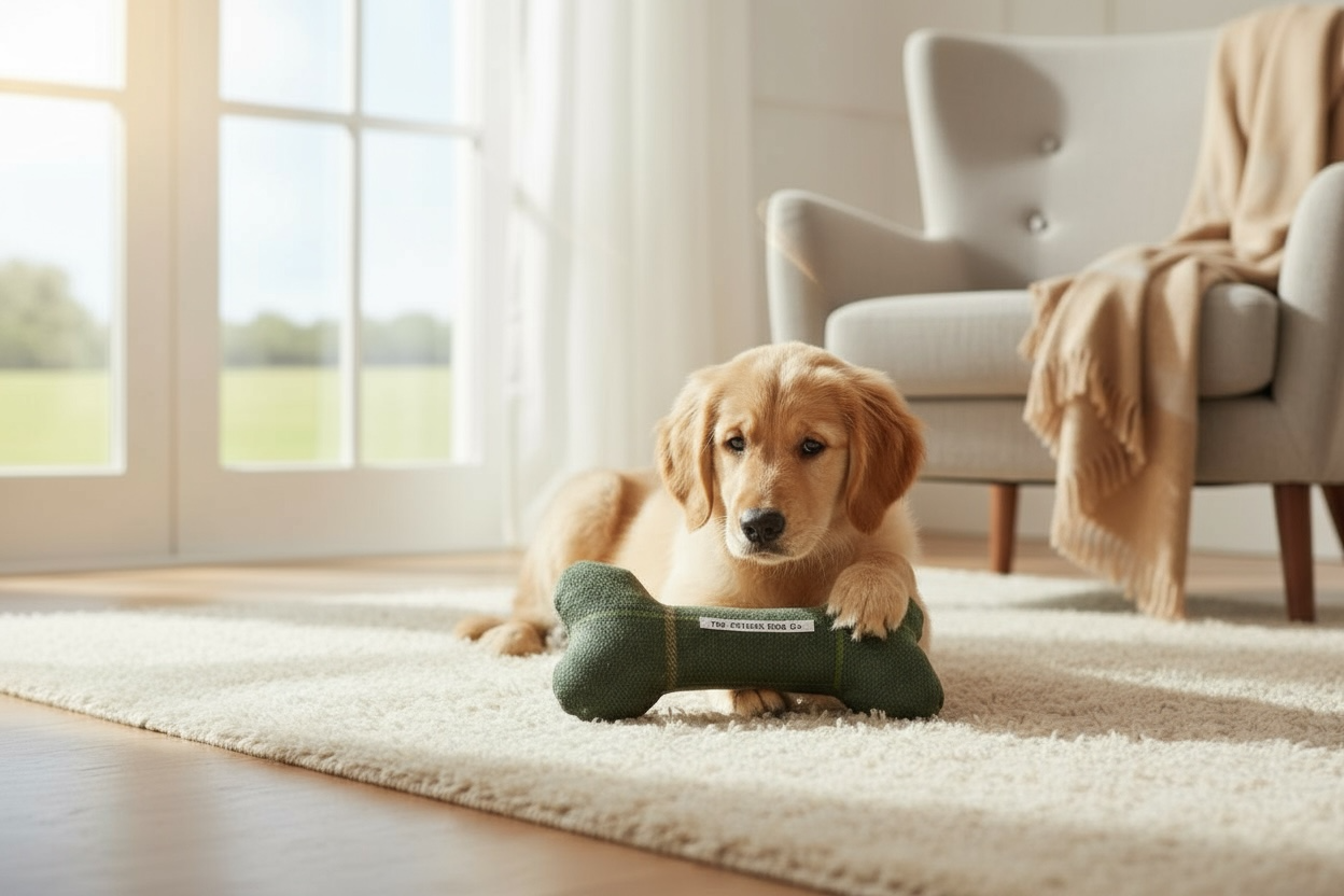 Handcrafted Toy Squeaky Dog Bone - The Arlo Collection - Forest Green Check