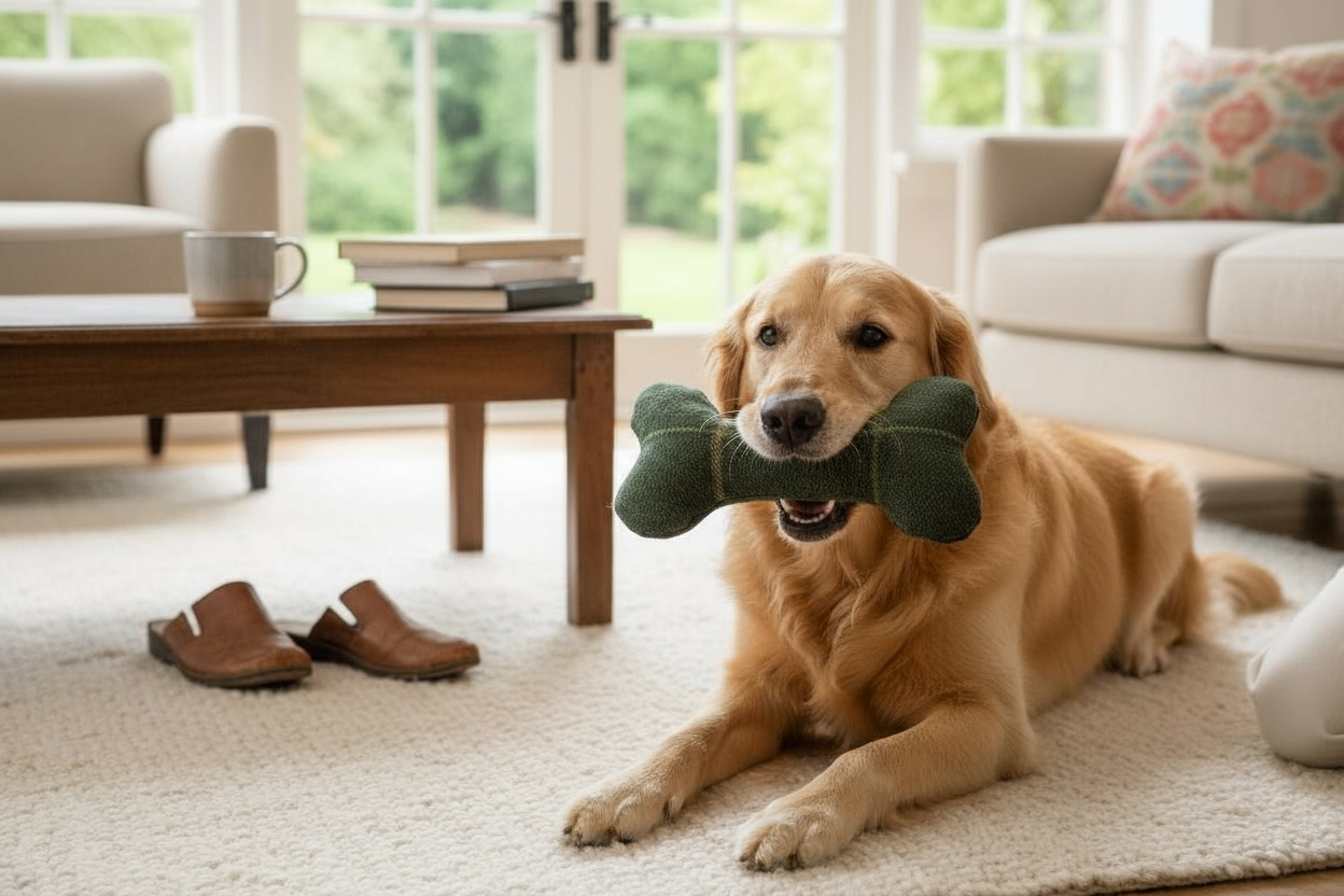 Handcrafted Toy Squeaky Dog Bone - choice of fabrics