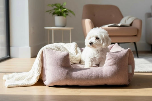 Handcrafted Luxury Dog/cat bed in Herringbone Fabrics - The Classic Collection