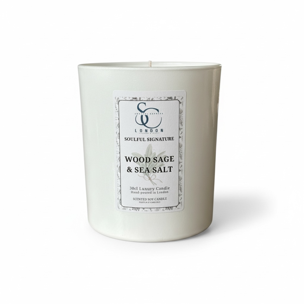 Wood Sage & Sea Salt – Luxury Soy Candle (30cl) Classic Look