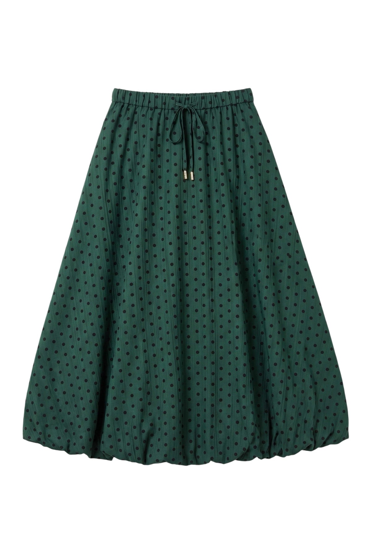 Dixie Spot Print Bubble Hem Midaxi Skirt - Forest Green