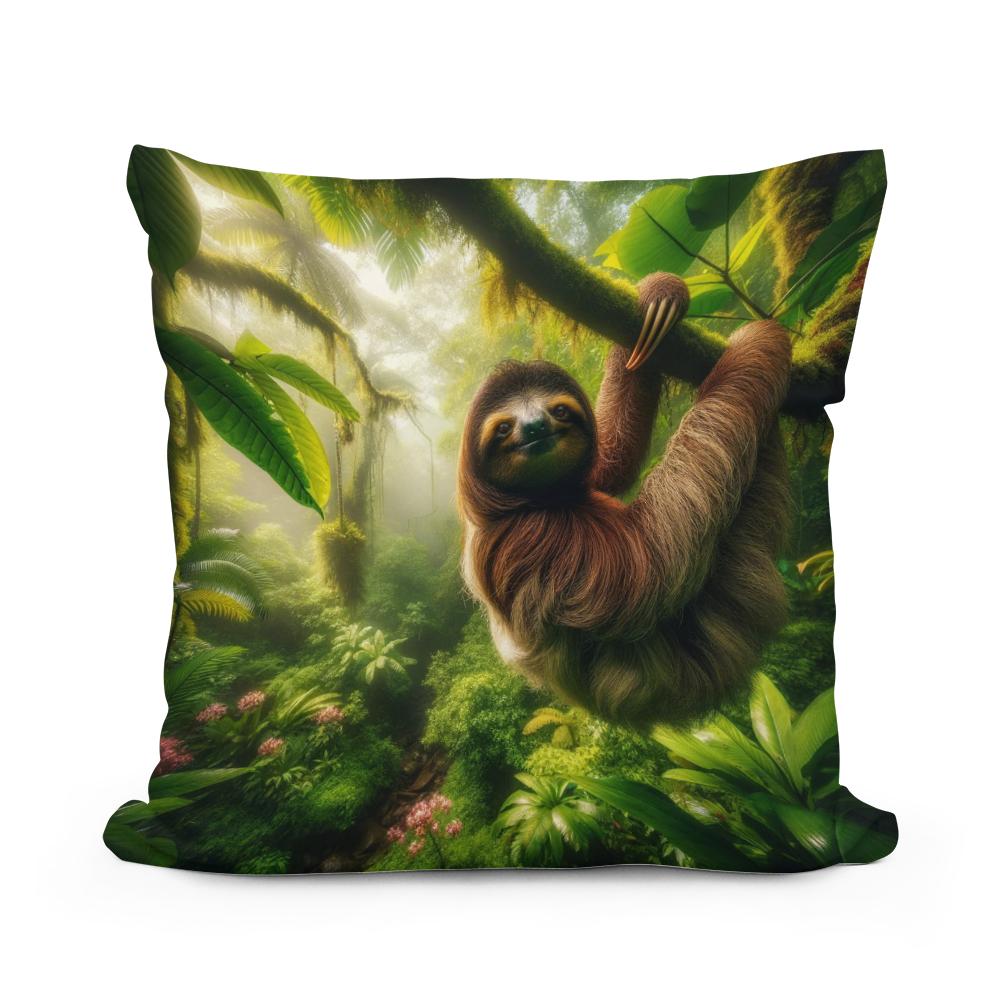 Tropical Sloth Cotton Cushion