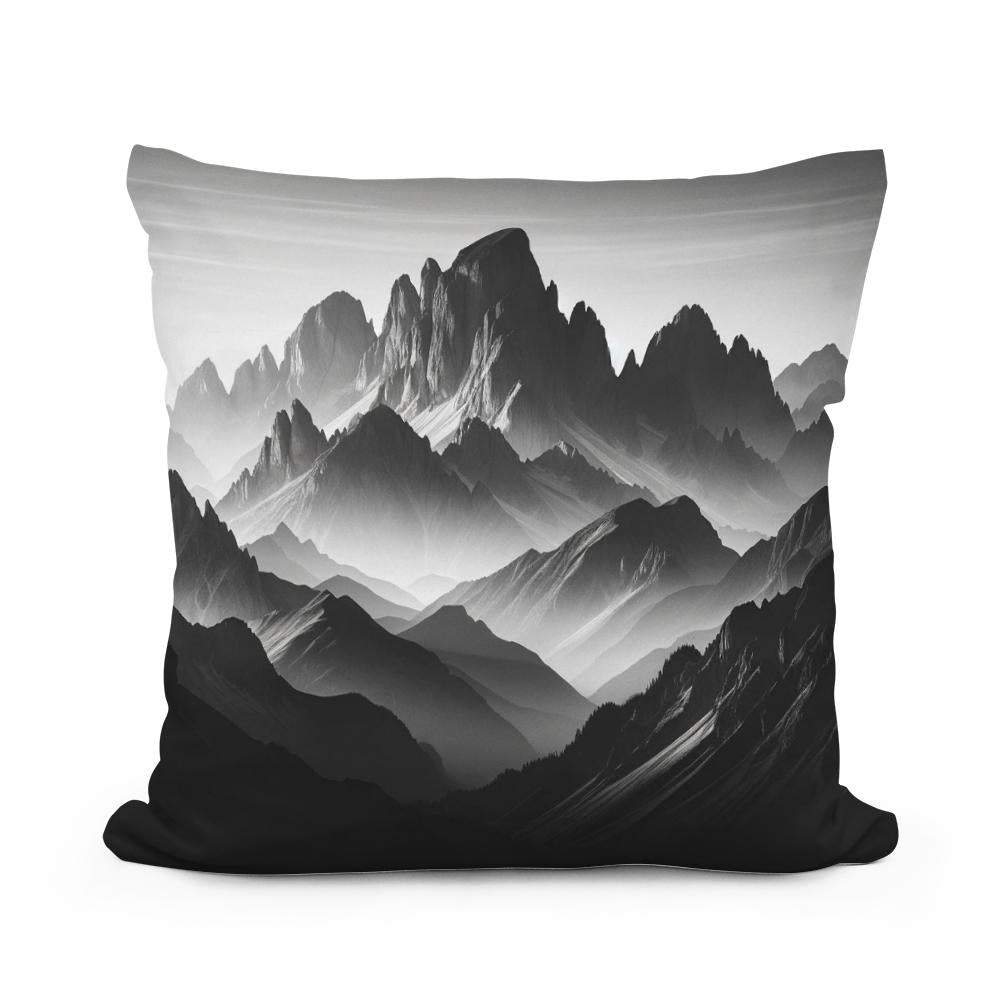 Dawn's Majesty: Mountain Silhouette Cotton Cushion