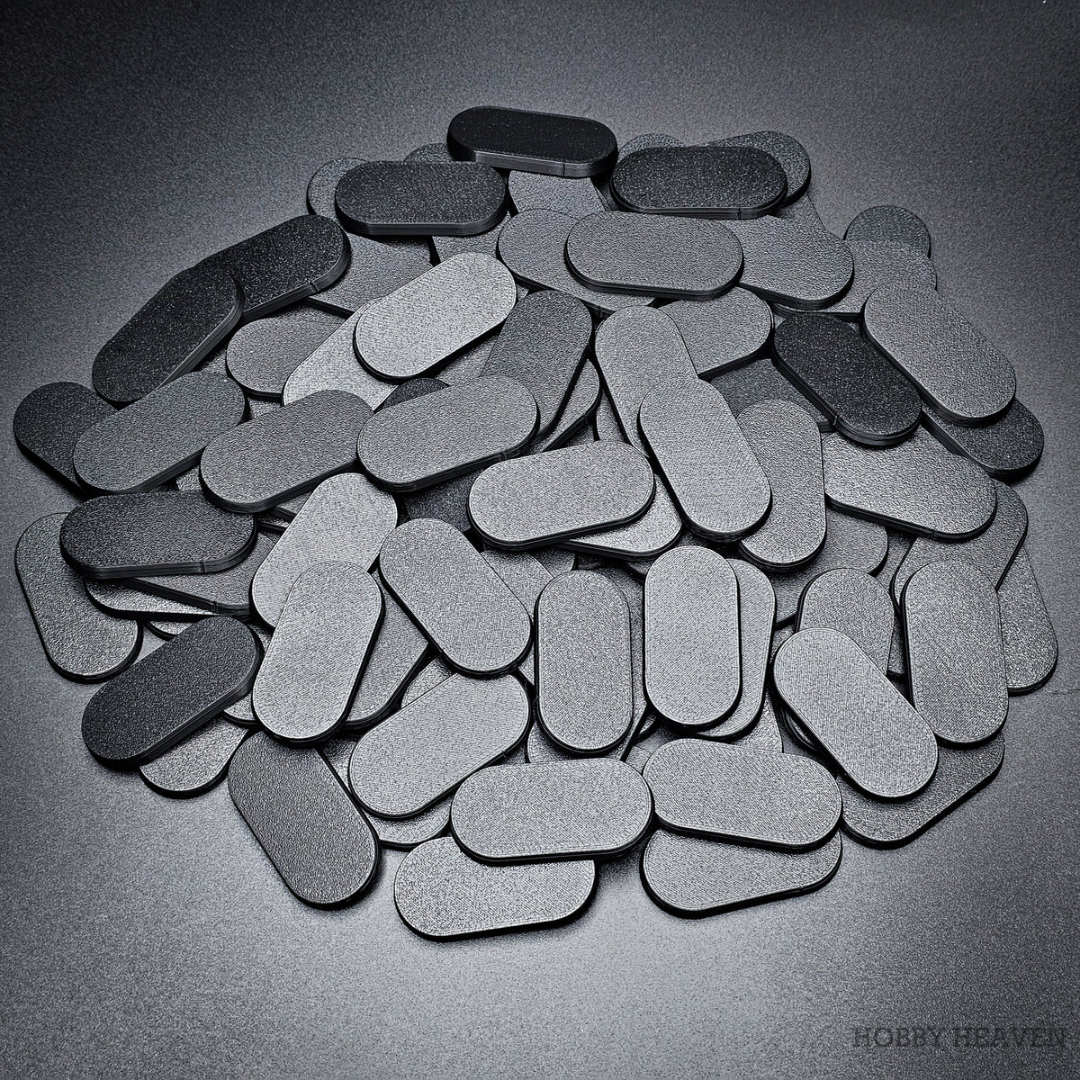 50x25mm Pill Plain Black Plastic Bases 3D Print