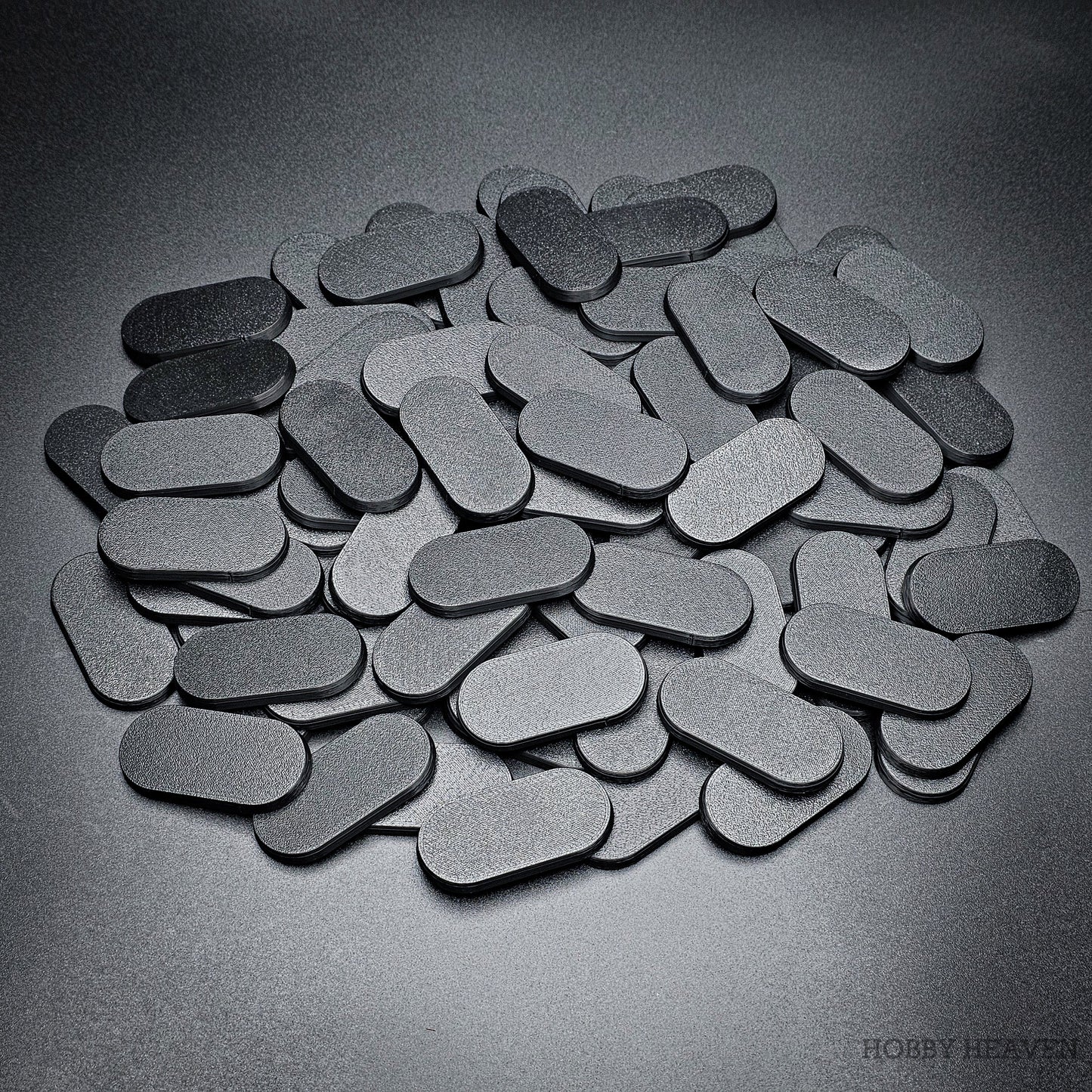 50x25mm Pill Plain Black Plastic Bases 3D Print
