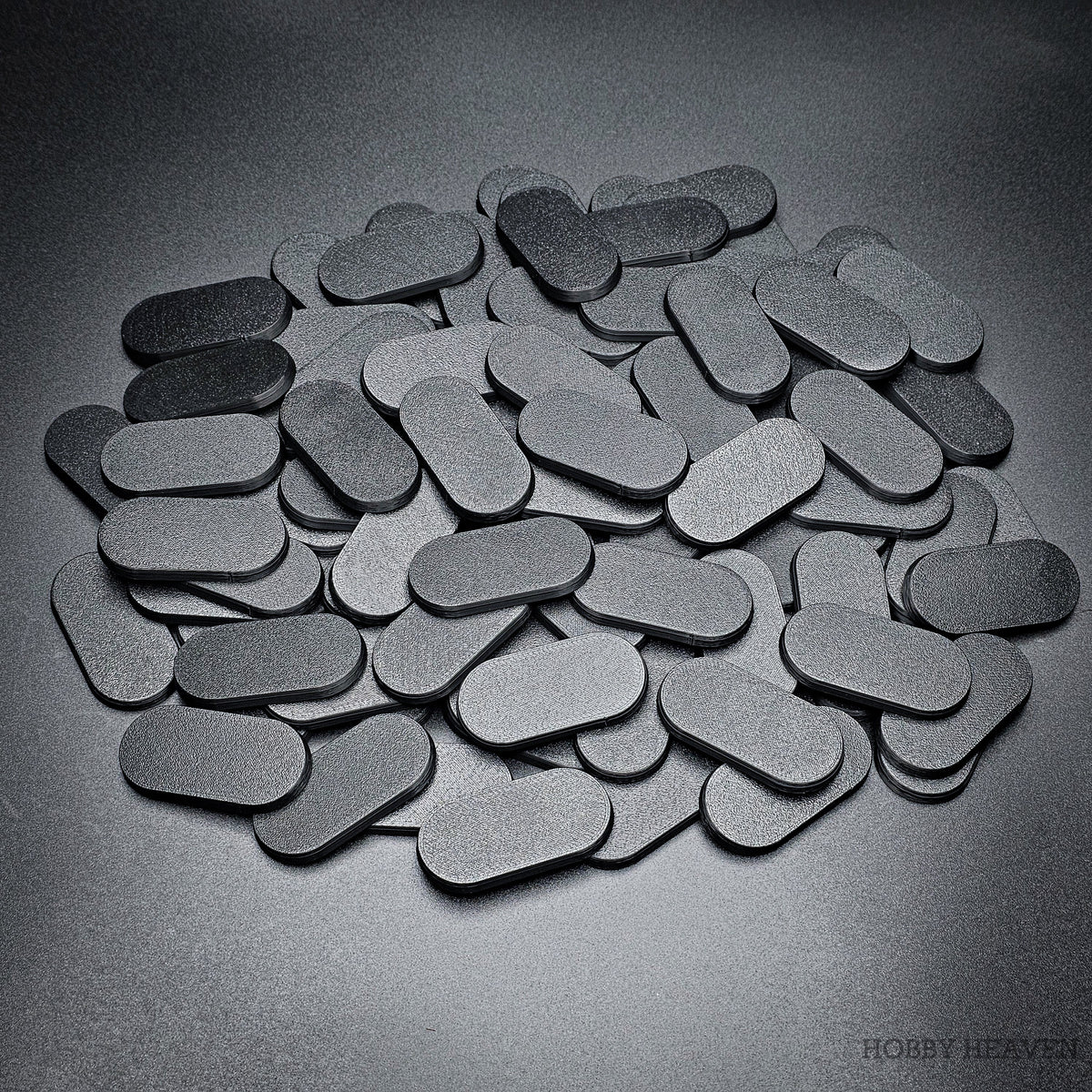 50x25mm Pill Plain Black Plastic Bases 3D Print