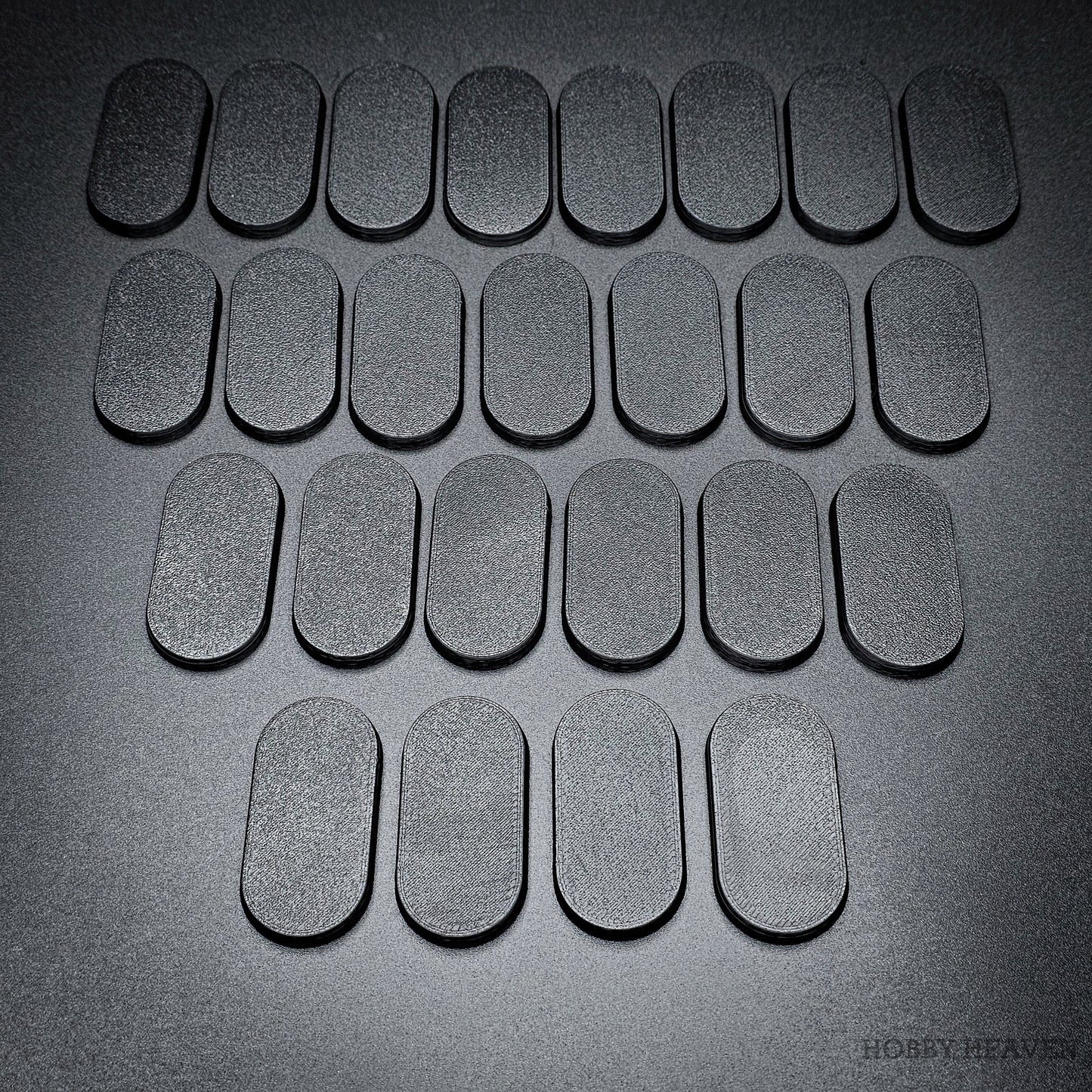 50x25mm Pill Plain Black Plastic Bases 3D Print