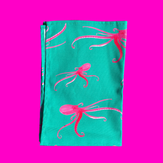 Tea towel - Óh so bright Pink Octopus