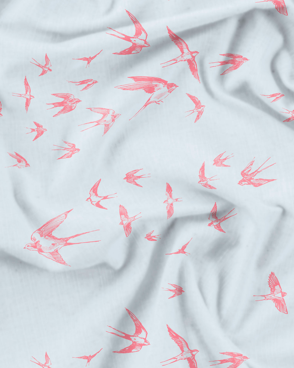 Womens Chemise Nighty - Pink Swallows