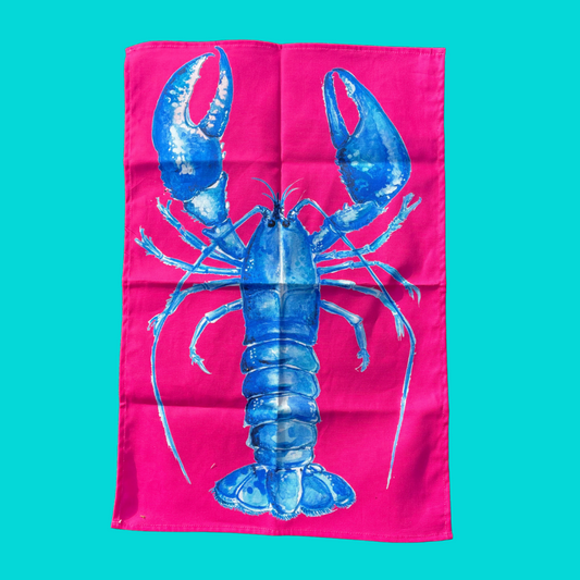 Tea towel -"Oh SO bright" - Lobster