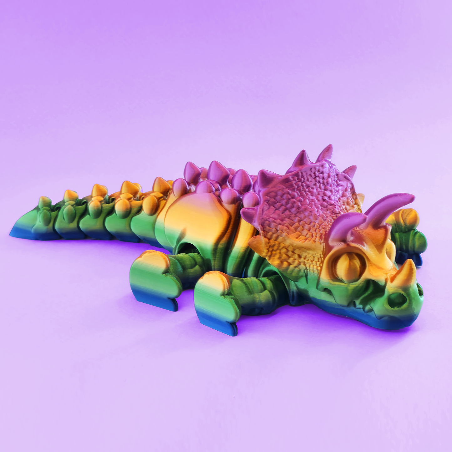 3D Printed Articulated Triceratops Skeleton – Flexi Factory Dinosaur Model | Poseable 3D Printed Triceratops Gift