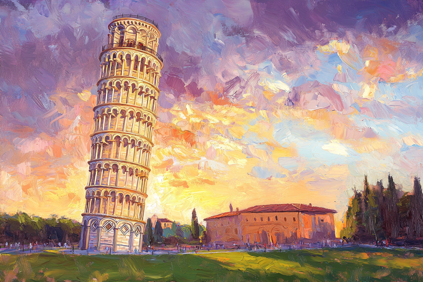 Pisa Sunset Romance Canvas