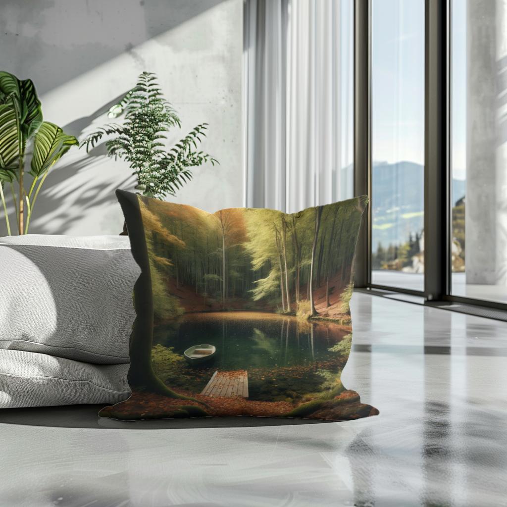 Autumn Pond Solitude Cotton Cushion