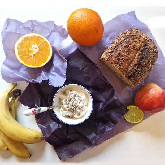 Honey Bee Good Set of 3 Handmade Beeswax Wraps | Earth Tones Plum