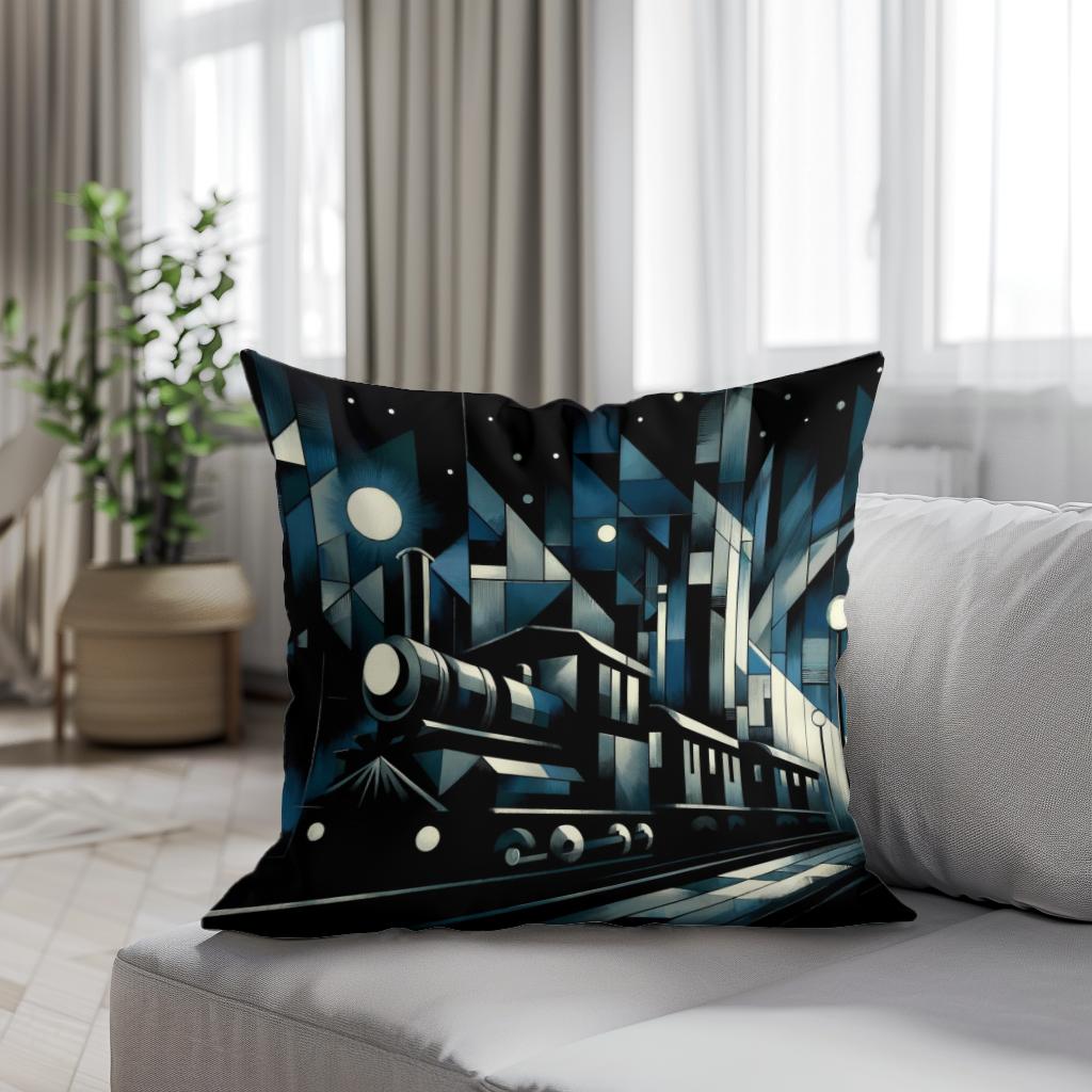 Cubist Night Express Cotton Cushion