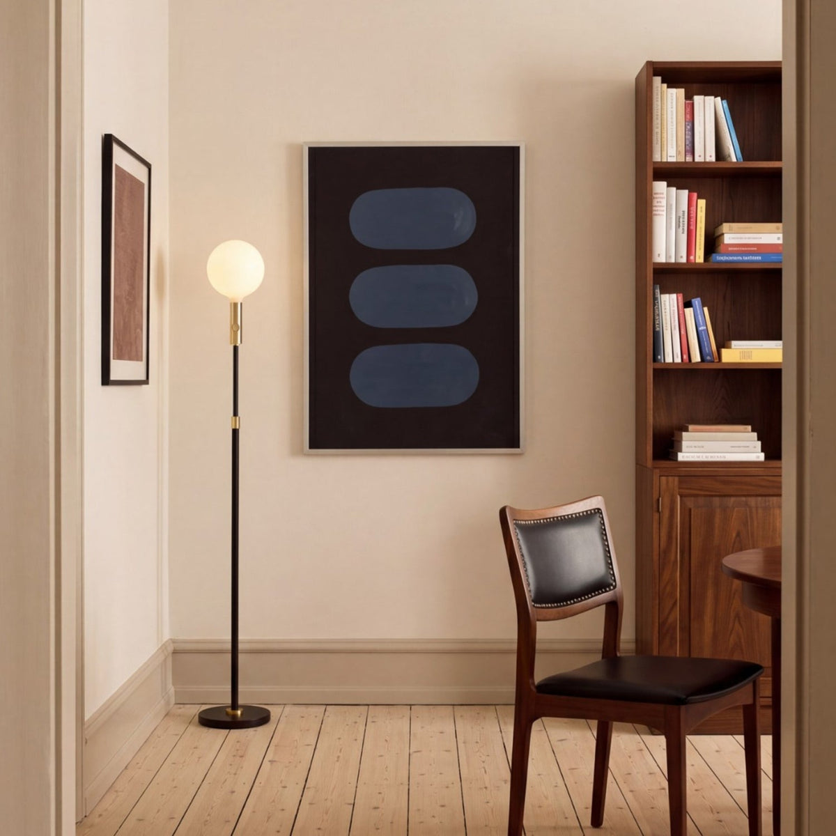 Poise Adjustable Floor Lamp in Brass + Sphere V