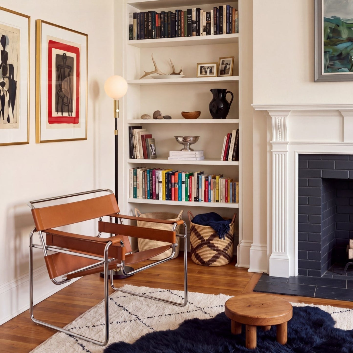 Poise Adjustable Floor Lamp in Brass + Sphere V