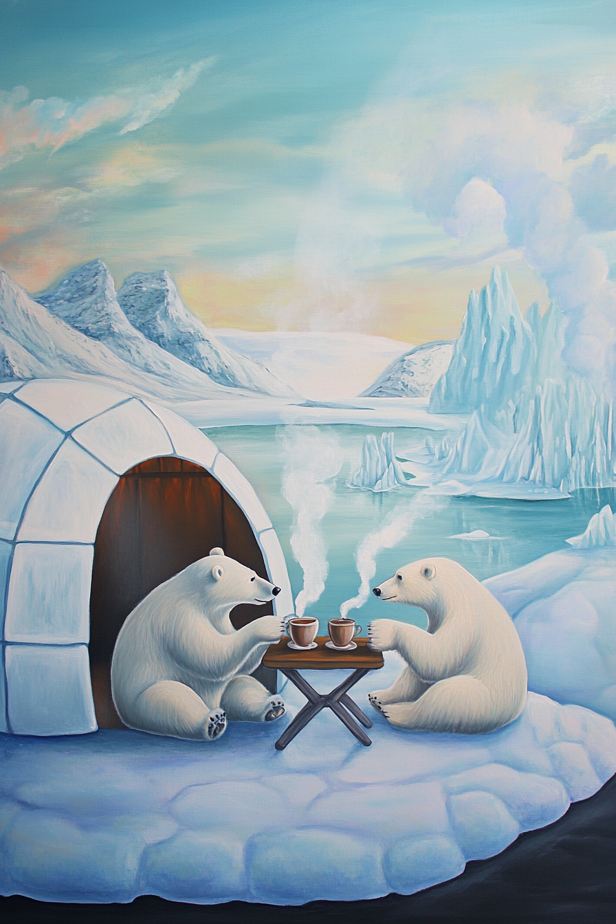 Polar Bears’ Tea Party Canvas
