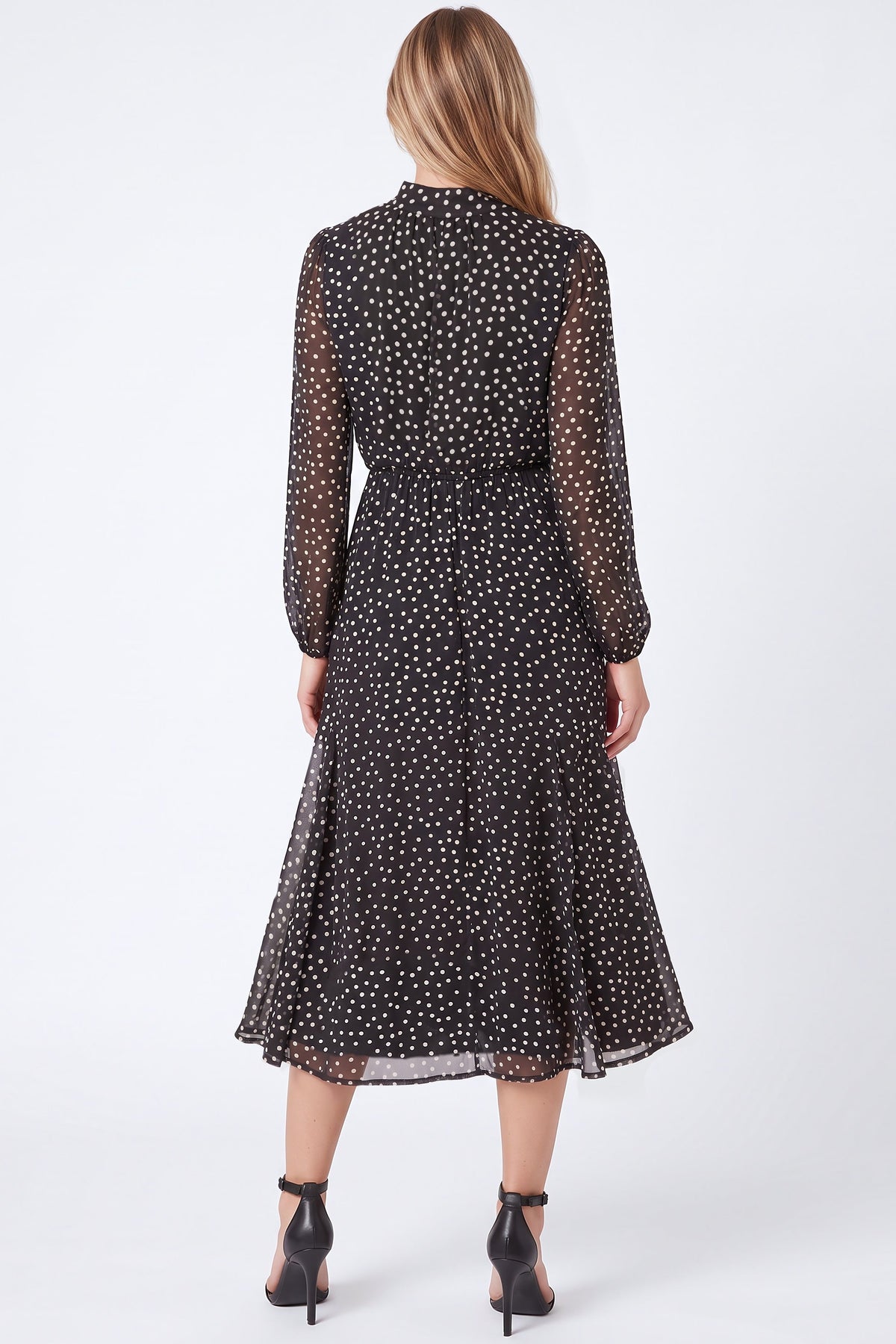 Black Polka Dot Midi Dress