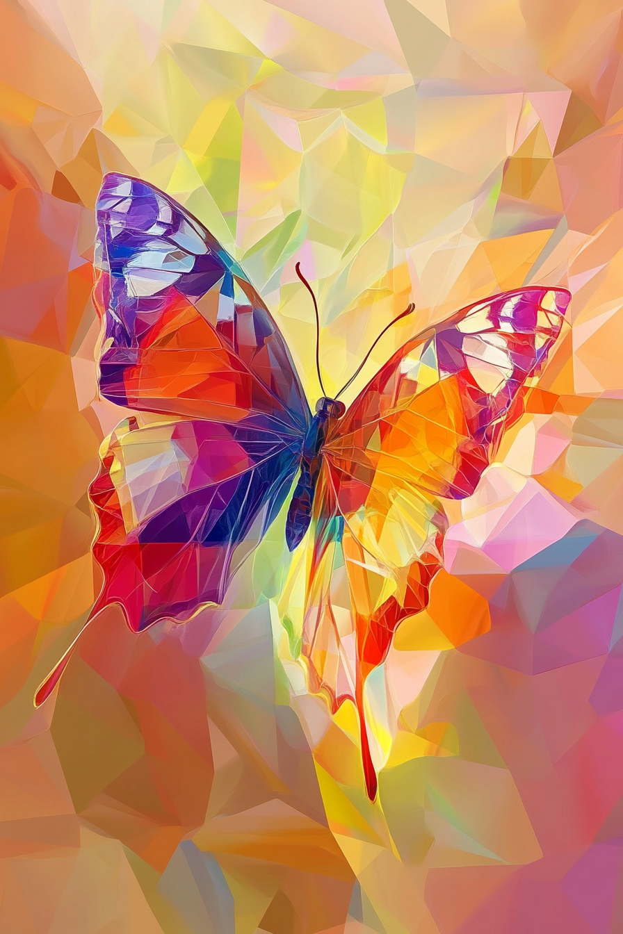 Polygonal Butterfly Kaleidoscope Canvas