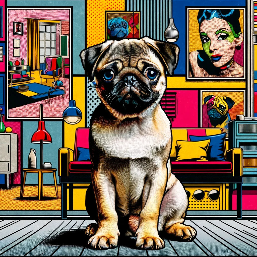 Pop Art Pug Cotton Cushion