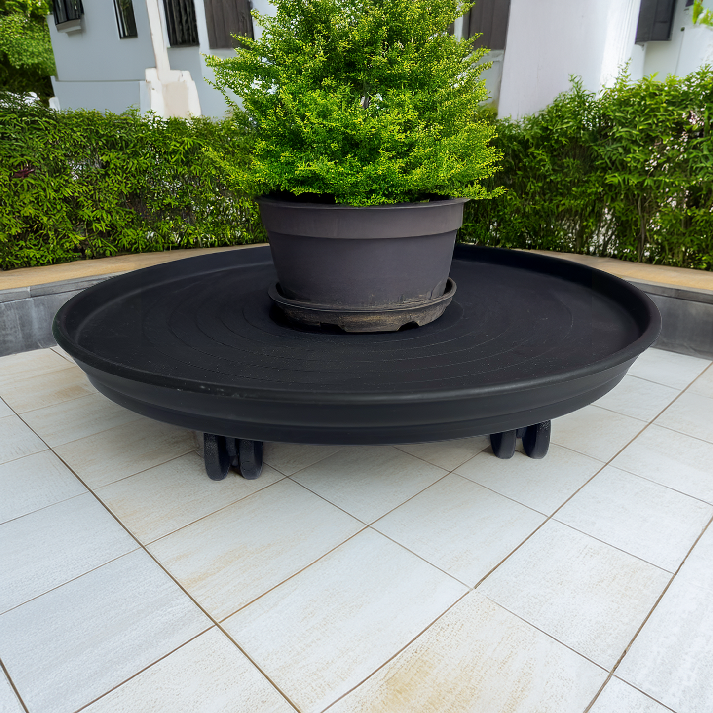 Patio Pot Trolley Set of 2 – Black – Medium 30 cm (20 kg) & Large 38 cm (50 kg) – Heavy Duty Plant Caddy