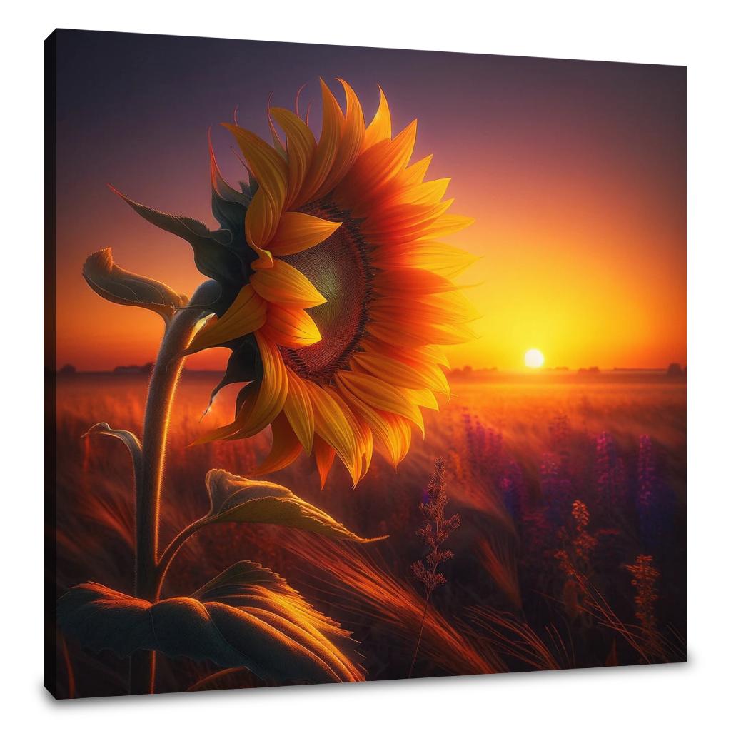 Solitary Sunset Bloom Canvas