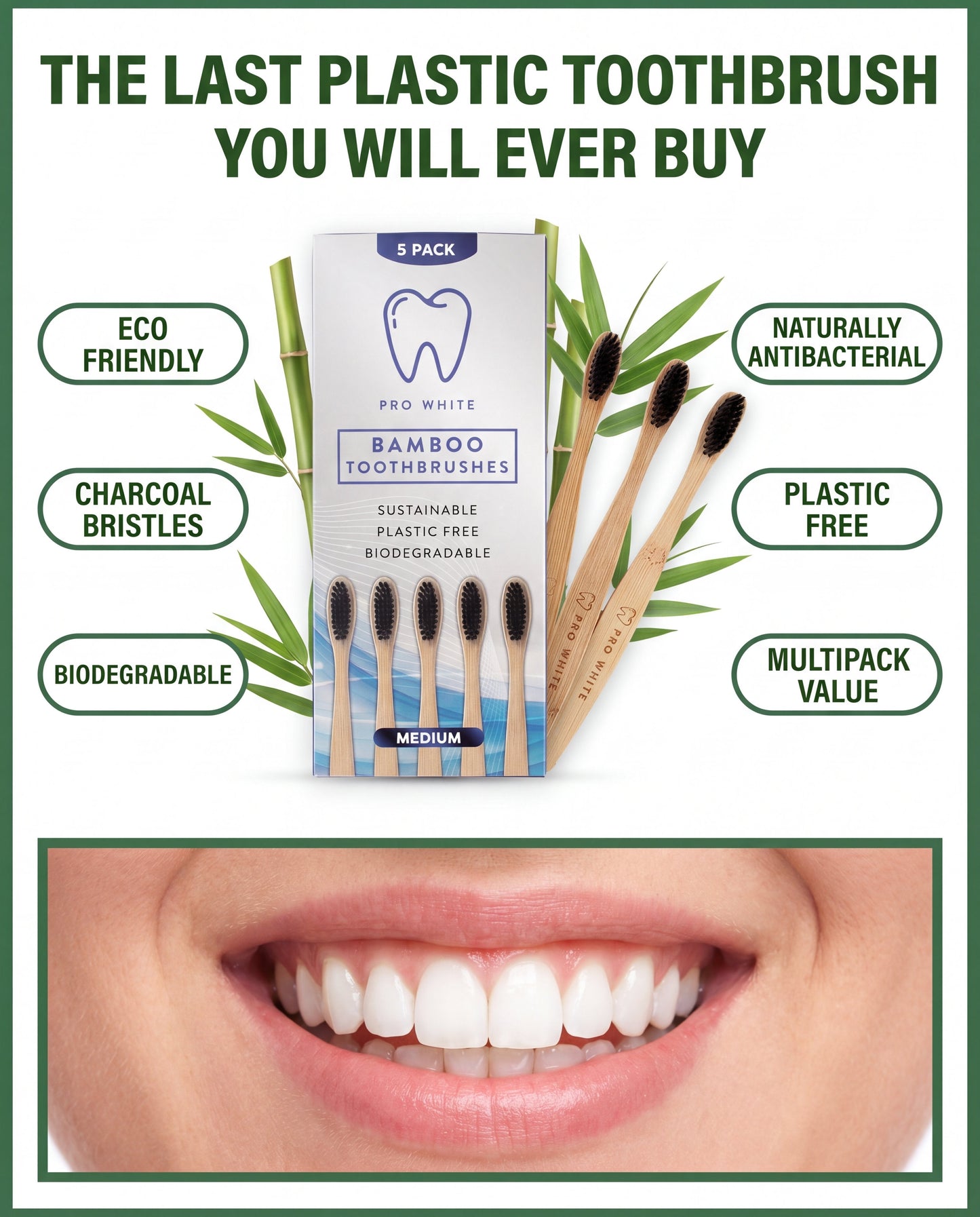 Multipack Bamboo Toothbrushes
