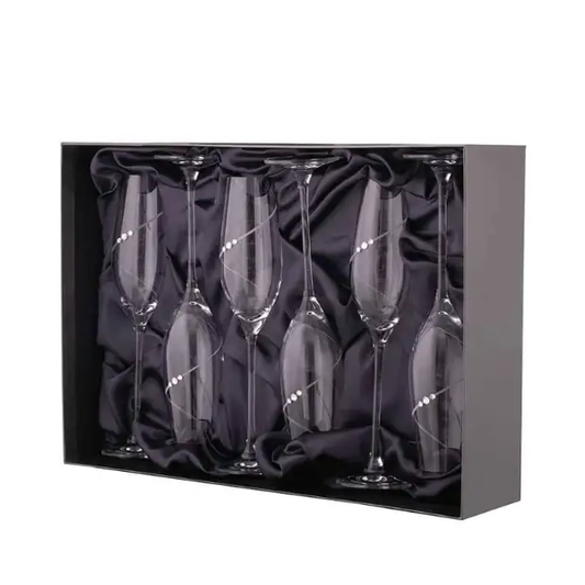Diamante Champagne Flutes - Gift Box of 6