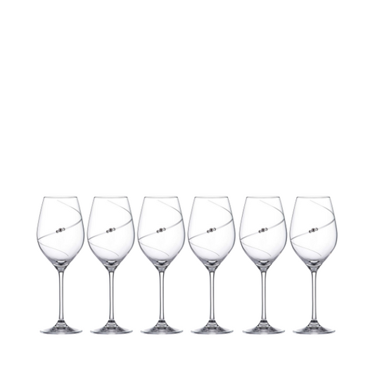 Diamante Wine Glasses - Set of 6 - In Gift Box